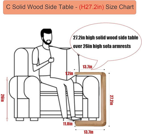 27.2" Black C Shaped Wood Tabl Set of 2, Space-Saving Slide Under Sofa Table, for Living Room Bedroom Conference Rooms Showroom Laptop Work Desk (H 27.2″ - Black, 2)