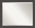 Amanti Art Silver Bathroom Mirror for Over Sink, 26x32 Blaine Light Pewter Narrow Rectangle Vanity Mirror, Large Modern Contemporary Frame, Hangs Horizonally and Vertically, Bathroom Wall Decor