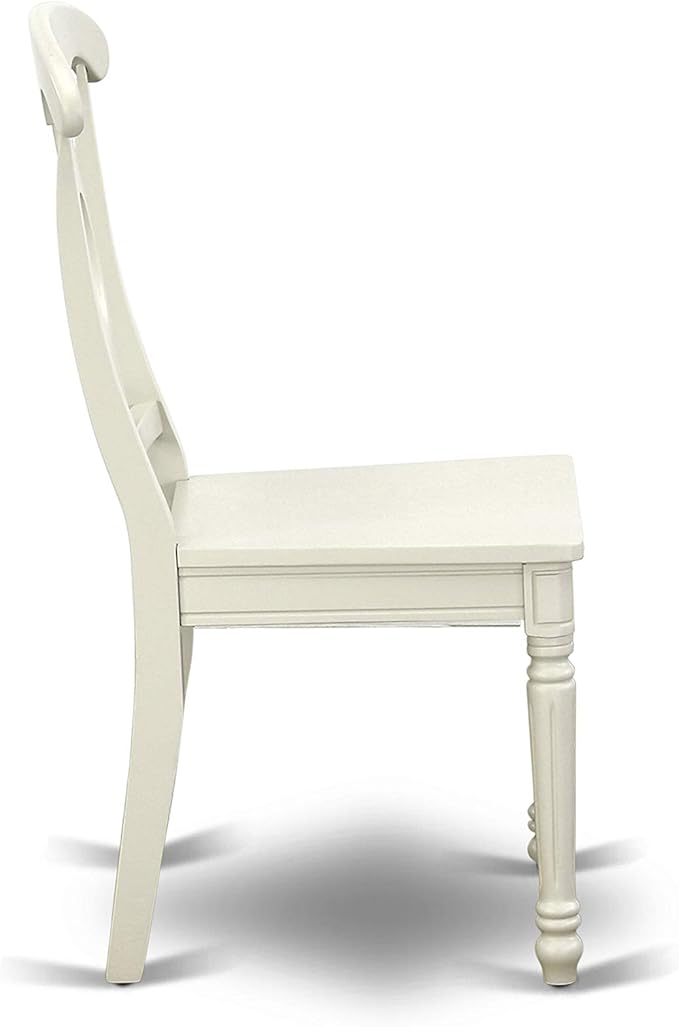 East West Furniture DOKE5-LWH-W 5 Piece Kitchen Table Set for 4 Includes a Rectangle Dining Room Table with Butterfly Leaf and 4 Solid Wood Seat Chairs, 42x78 Inch, Linen White