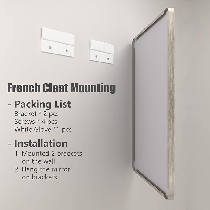 28x32 Silver Bathroom Mirror for Wall, Brushed Metal Framed Bathroom Vanity Mirror, Modern Rounded Corner Rectangle Mirror, Anti-Rust (Horizontal/Vertical)