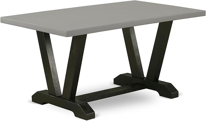East West Furniture V696VE650-5 5 Piece Dining Set Includes a Rectangle Dining Room Table with V-Legs and 4 Dark Gotham Linen Fabric Parsons Chairs, 36x60 Inch, Multi-Color