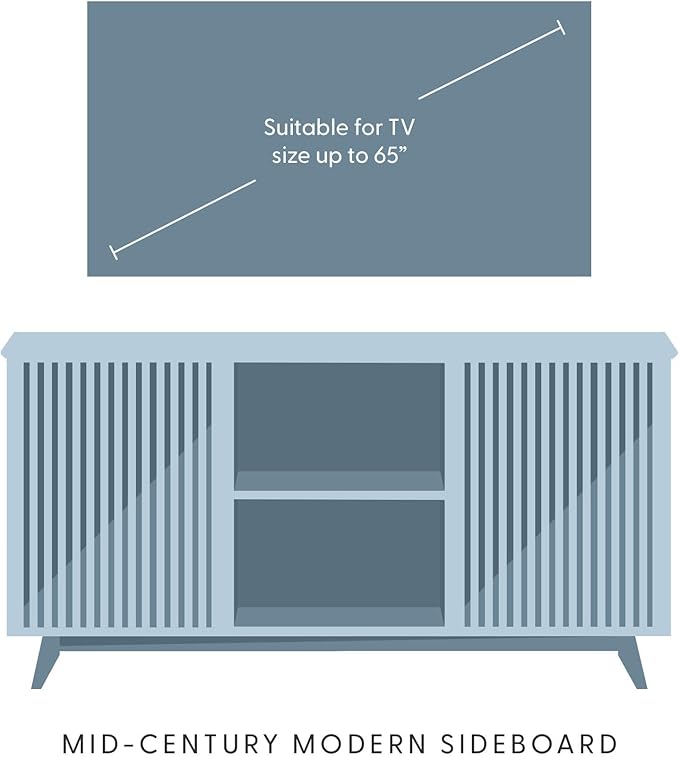 Plank+Beam Mid-Century Modern Wood TV Stand, Solid Wood Entertainment Console with Storage, 59" L x 16" W x 30" H, Walnut