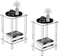 Eglaf Acrylic Side Table Set of 2-13.4'' L x 11.5'' W x 19.6'' H Small End Table Clear Nightstand Bedside Table for Living Room, Bedroom, 2-Tier, Square Leg