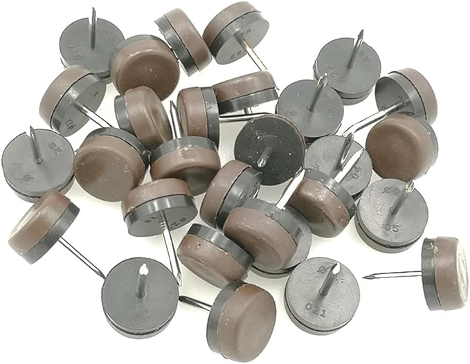 ALIMITOPIA 40pcs Furniture Glide Nail-in Thickened Nylon Chair Glide Slider Furniture Pad Floor Protector for Wooden Furniture Chair Tables Leg Feet(Φ16mm or 0.6";Brown)