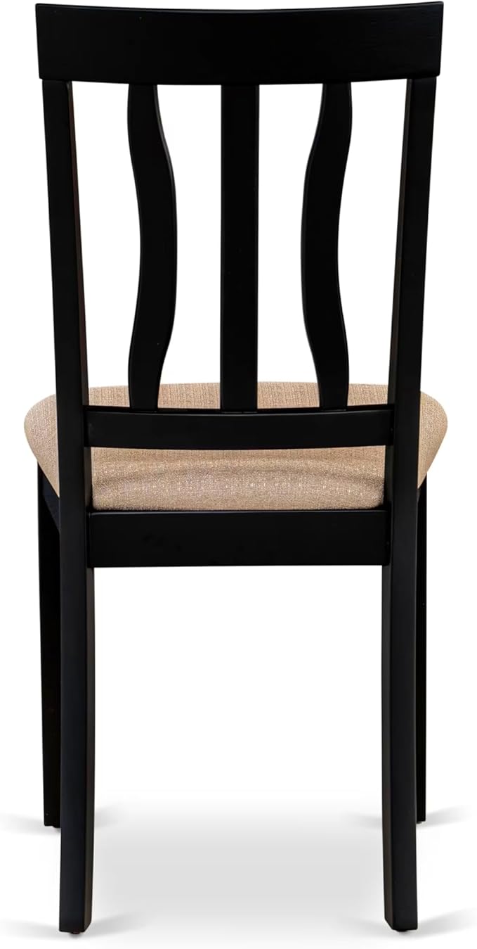East West Furniture QUAN5-BCH-C 5 Piece Kitchen Table Set for 4 Includes a Rectangle Dining Room Table with Butterfly Leaf and 4 Linen Fabric Upholstered Chairs, 40x78 Inch, Black & Cherry
