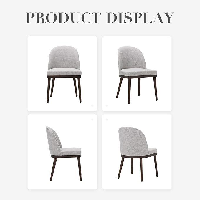 COLAMY Upholstered Dining Chairs Set of 4, Wooden Kitchen Chairs with Open Back, Modern Dining Room Chairs with Wood Frame, Dinner Side Chairs for Dining Room Kitchen Restaurant, Dark Grey