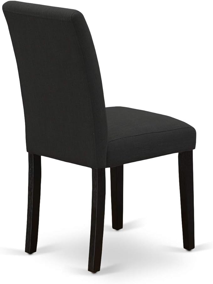 East West Furniture X677AB624-7 7 Piece Dining Set Consist of a Rectangle Dining Room Table with X-Legs and 6 Black Color Linen Fabric Upholstered Chairs, 40x72 Inch, Multi-Color