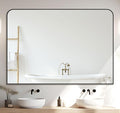 Bathroom Mirror, Wall Mirrors, Black Metal Framed Wall-Mounted Mirrors, Bathroom Vanity Mirror for Over Sink, Living Room, Bedroom, Entryway, 48x36 Inch, Black