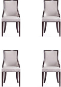 Manhattan Comfort Grand Avenue Faux Leather Dining Chairs, Parsons Accent Furniture with Padded Wingback Seat and Solid Beech Wood Frame, Set of 4, Light Grey