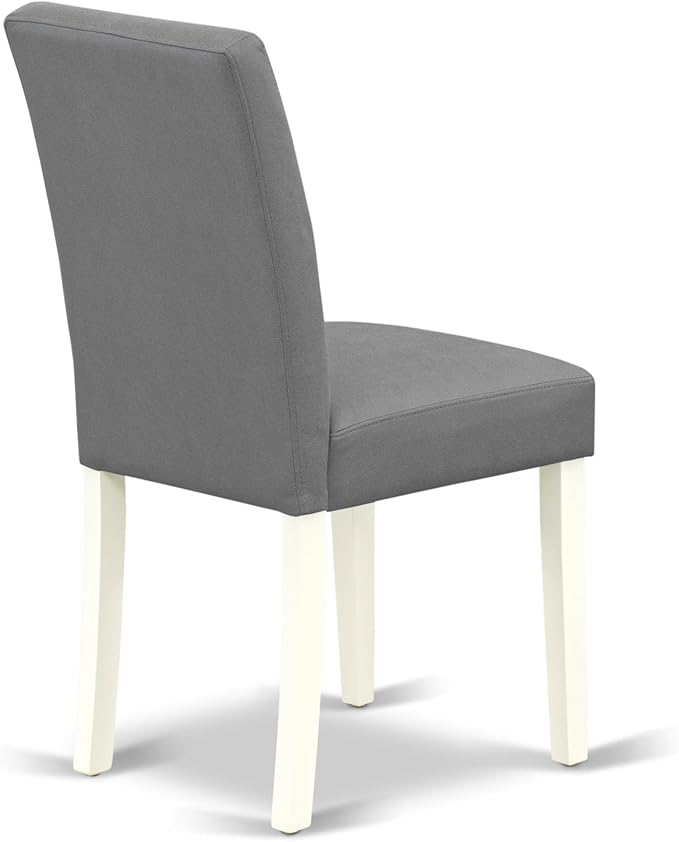 East West Furniture ANAS5-LWH-41 5 Piece Dining Table Set contain A Dinner Table and 4 Platinum Gray Polyester Fabric Kitchen Chairs with Stylish Back- Linen White Finish