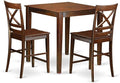 East West Furniture VNQU3-MAH-W 3 Piece Counter Height Pub Set for Small Spaces Contains a Square Dining Room Table and 2 Kitchen Chairs, 36x36 Inch, Mahogany