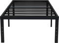 EMODA 18 Inch Twin XL Bed Frames No Box Spring Needed, Heavy Duty XL Twin Metal Platform Bed Frame with Tall Storage Space, Noise Free, Easy Assembly, Black