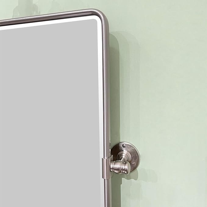 TEHOME 30x40'' Brushed Nickel Pivot Bathroom Mirror Tilt Vanity Mirror 40x30'' Brushed Silver Metal Framed Rectangular Tilting Beveled Vanity Mirrors for Wall, Vertical