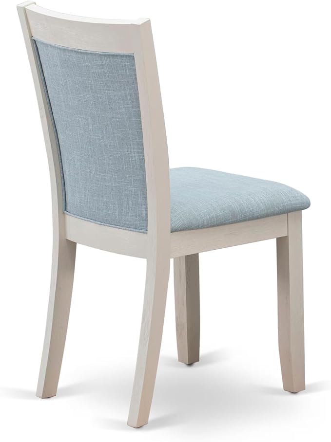 East West Furniture V077MZ015-7 7 Piece Dinette Set Consist of a Rectangle Dining Room Table with V-Legs and 6 Baby Blue Linen Fabric Parson Dining Chairs, 40x72 Inch, Multi-Color