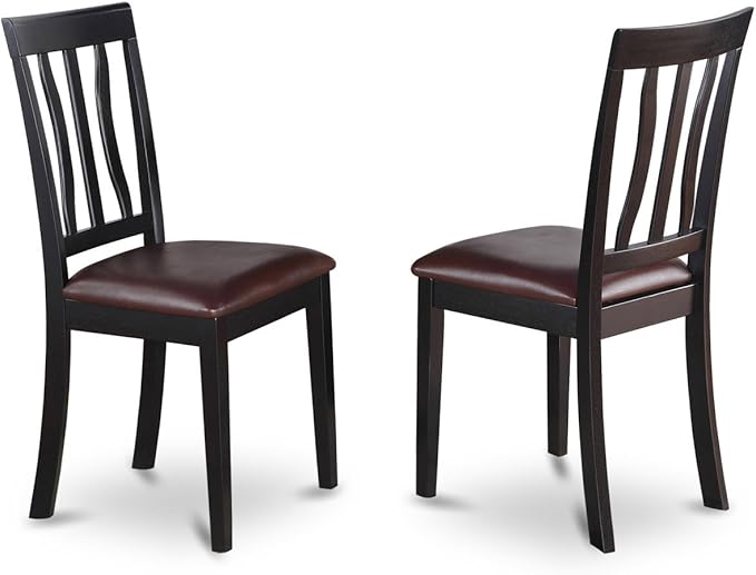 East West Furniture LGAN9-BCH-LC 9 Piece Kitchen Table & Chairs Set Includes a Rectangle Dining Room Table with Butterfly Leaf and 8 Faux Leather Upholstered Chairs, 42x84 Inch, Black & Cherry