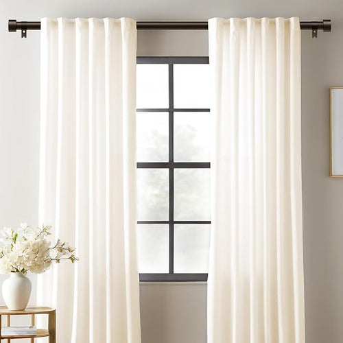 2 Pack Curtain Rods for Windows 28 to 48 Inch(2.3-4ft), 1 Inch Bronze Curtain Rods Set, Adjustable Heavy Duty Curtain Rod for Patio Bedroom Living Room, Modern Drapery Rods, Size 32"- 60"