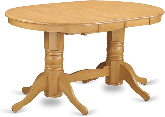 East West Furniture VANO5-OAK-C 5 Piece Dining Set Includes an Oval Dining Room Table with Butterfly Leaf and 4 Linen Fabric Upholstered Kitchen Chairs, 40x76 Inch, Oak