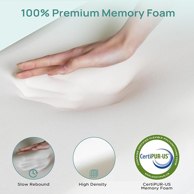 3 Inch Firm Mattress Topper Queen Size, Memory Foam Bed Topper with Soft & Firm Options for Back Pain Relief, Mattress Topper with 2-Sided Cover, Ergonomic 5-Zone Design, CertiPUR Certified