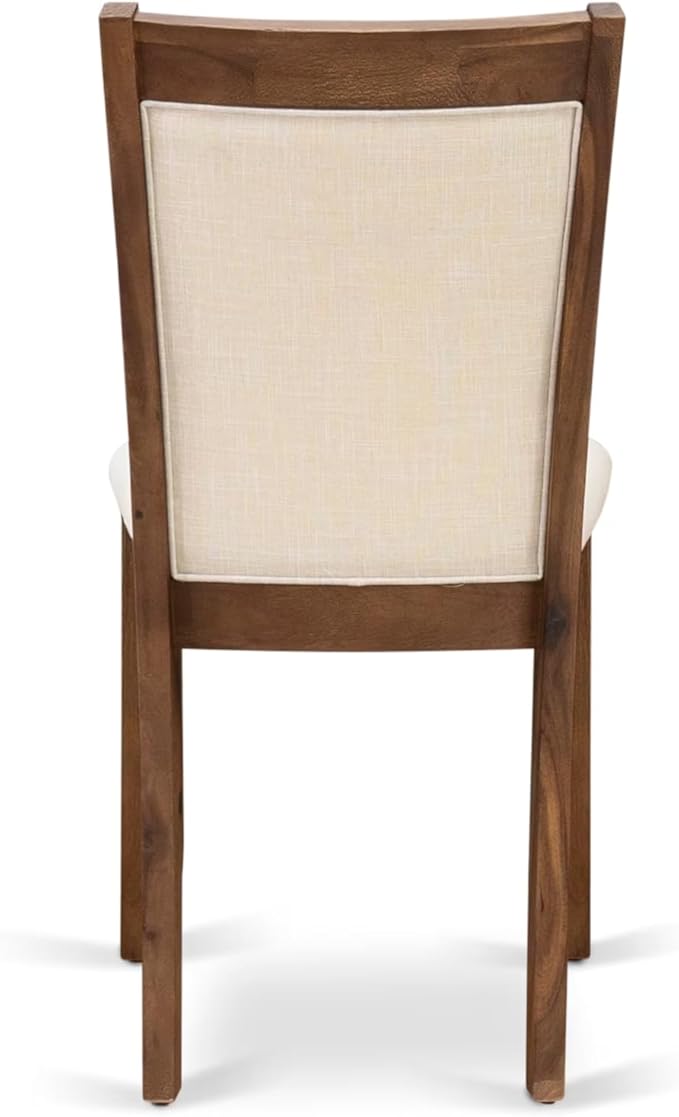East West Furniture V727MZN32-5 5 Piece Dinette Set Includes a Rectangle Dining Room Table with V-Legs and 4 Light Beige Linen Fabric Parsons Dining Chairs, 40x72 Inch, Multi-Color