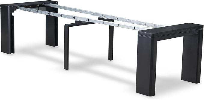 X02VE-2C6-50 - 6-pc Dining Table Set a Kitchen Table with a coffee Table and 2 wooden Benches and 2 Dark Gotham Grey Linen Fabric Chairs, 39x120 Inch, Wire Brushed Black