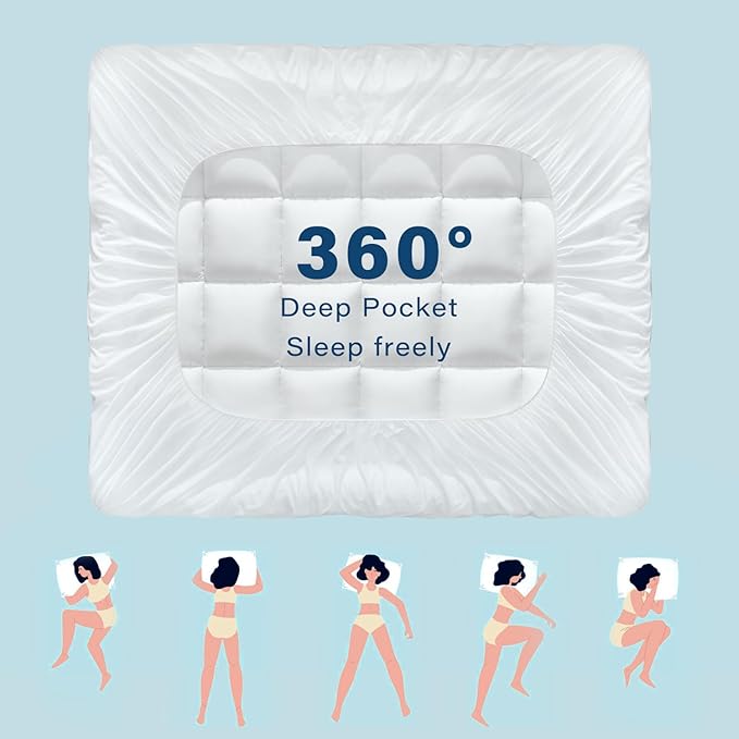Anluoer Full Memory Foam Mattress Topper, Pillow Top Mattress Topper for Back Pain, Extra Thick Breathable Mattress Pad with 8-21" Deep Pocket, 54x75 Inches, Cream