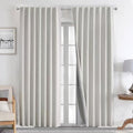 Joydeco Natural Linen Curtains 120 inch Length 2 Panels Set Burg 100% Blackout Patio Door Curtain Room Darkening Sliding Door Curtains Thermal Insulated Back tab Rod Pocket(105x120 inch, White)