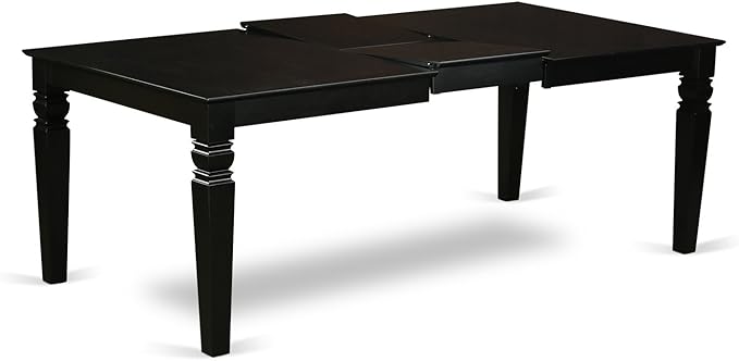 East West Furniture LGCE7-BLK-21 7 Piece Modern Dining Set Consist of a Rectangle Dining Table with Butterfly Leaf and 6 Mineral Blue Linen Fabric Upholstered Chairs, 42x84 Inch, Black