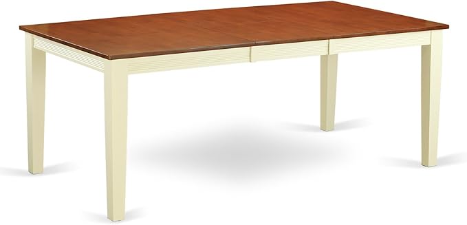 East West Furniture QUDA5-BMK-W 5 Piece Kitchen Table Set for 4 Includes a Rectangle Dining Room Table with Butterfly Leaf and 4 Solid Wood Seat Chairs, 40x78 Inch, Buttermilk & Cherry