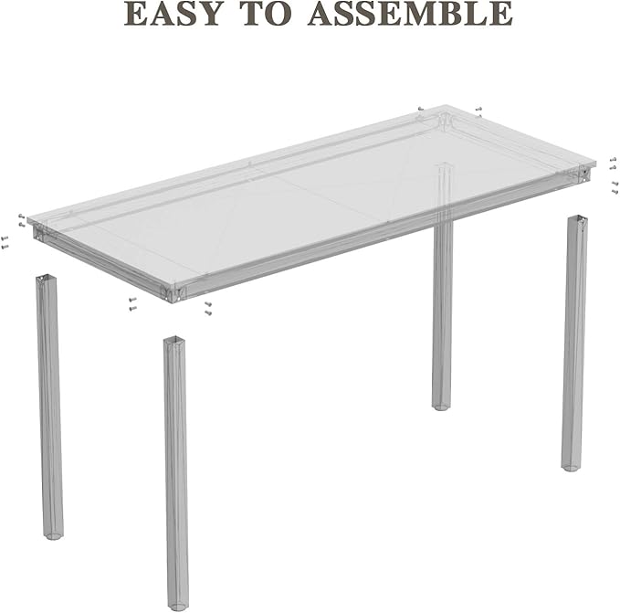 Teraves Computer Desk/Dining Table Office Desk Sturdy Writing Workstation for Home Office (47.24”, Beige + White Frame)