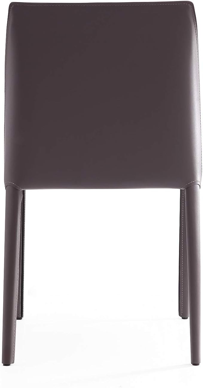 Manhattan Comfort Paris 8-Piece Leather Dining Chair and Armchair Set, Upholstered in Luxurious Saddle Material, Metal Frame, Ideal for Industrial and Coastal Homes, No Assembly, Grey
