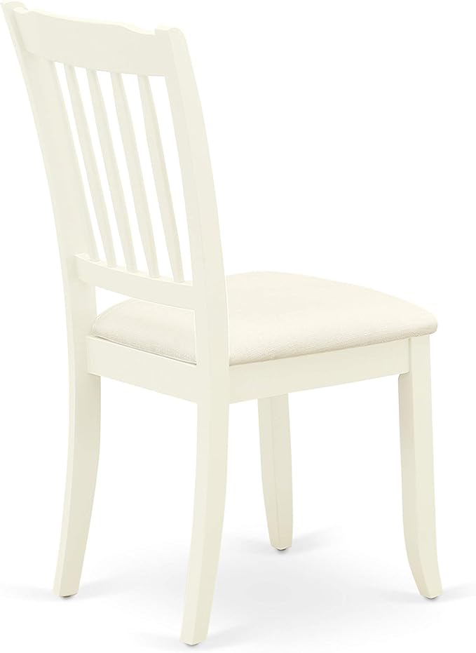East West Furniture MZDA3-LWH-C 3 Piece Dining Room Table Set Contains a Rectangle Kitchen Table with Dropleaf and 2 Linen Fabric Upholstered Dining Chairs, 36x54 Inch, Linen White