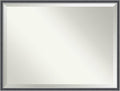 Amanti Art Black Bathroom Mirror for Over Sink, 32x42 Eva Black Silver Thin Rectangle Vanity Mirror, X-Large Modern Frame, Hangs Horizonally and Vertically, Bathroom Wall Decor, Beveled Edge