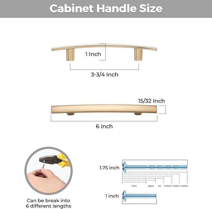 30 Pack Cabinet Handles 3.75" Hole Center - Curved Cabinet Pulls Champagne Bronze Drawer Pulls for Kitchen Cupboard Solid Handles for Dresser Drawer Arch Closet Hardware