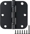 3 Pack Rounded Matte Black Door Hinges 3.5 Inch 5/8" Radius No Squeak Ball Bearing Interior 3-1/2"Flat Iron Bifold Residential Standard Bedroom Indoor for Doors 3 ½" Hardware Control House Home Decor
