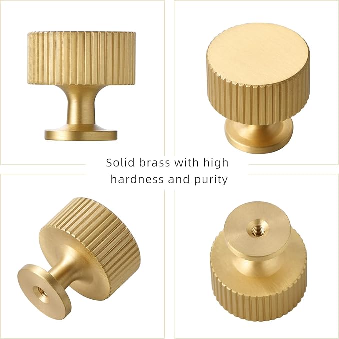 Solid Brass Cabinet Knob - Brush Gold Dresser Drawer Knob 2 Pack, Brass Handles for Bathroom Bedroom Closet Wardrobe,Furniture Hardware pulls