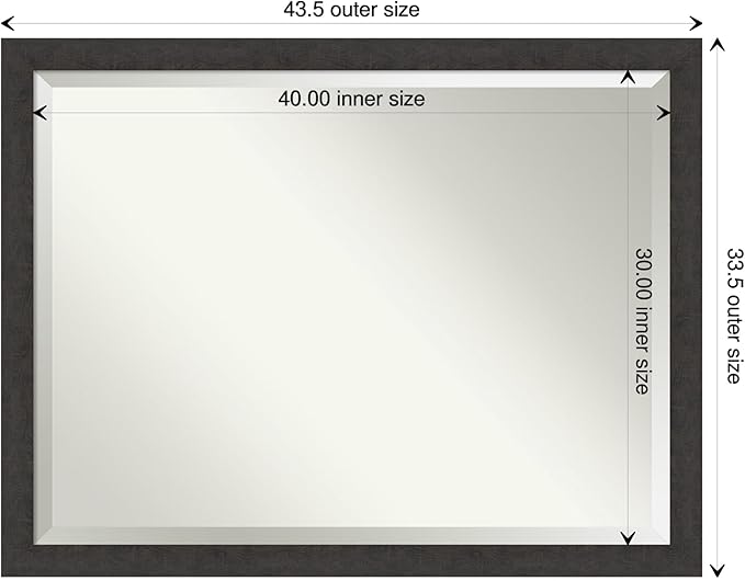 Amanti Art Brown Wall Mirror 34x44 Rustic Plank Espresso Narrow Rectangle Bathroom Mirror for Wall Decor Living Room, X-Large Rustic Farmhouse Frame, Hangs Horizonally and Vertically, Bathroom Decor