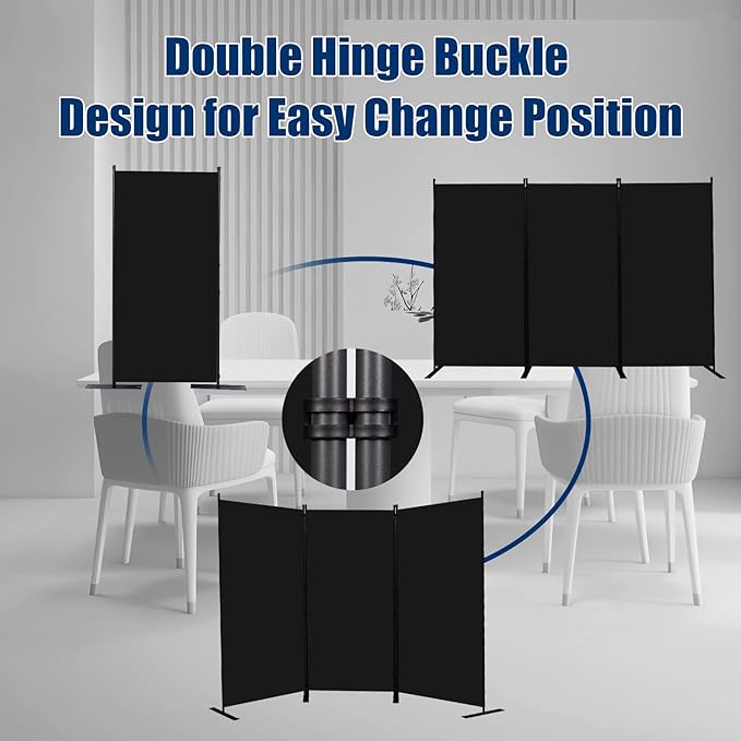 Room Divider 6FT Portable Room Dividers and Folding Privacy Screens, 102'' W Fabric Divider for Room Separation, 3 Panel Partition Room Dividers Freestanding Wall Divider Screen for Dorm Studio Office