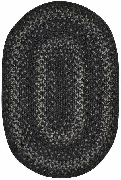 Homespice Jet Black Entryway Rug 2x3', Perfect Rustic Oval Rug for a Vintage Primitive Country Decor of Your Home Jute Entrance Rugs