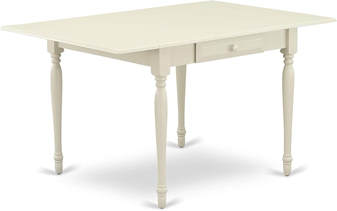 East West Furniture MZLA3-LWH-06 3 Piece Kitchen Table & Chairs Set Contains a Rectangle Dining Table with Dropleaf and 2 Shitake Linen Fabric Upholstered Chairs, 36x54 Inch, Linen White