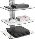 WALI Floating Entertainment Center Shelves, Holds Up to 17.6lbs, TV Shelf with Strengthened Tempered Glasses for DVD Players, Cable Boxes, Games Consoles, TV Accessories (CS303S), 3 Shelf, Silver