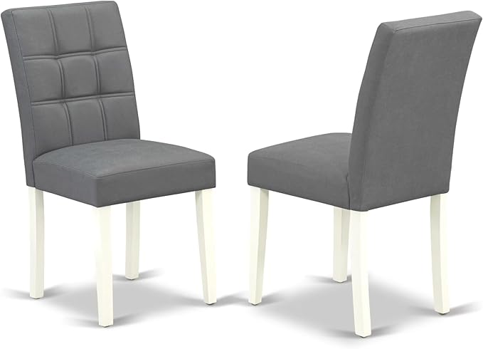 East West Furniture DOAS9-LWH-41 9 Piece Dining Table Set Includes A Kitchen Table and 8 Platinum Gray Polyester Fabric Person Chairs with Stylish Back- Linen White Finish