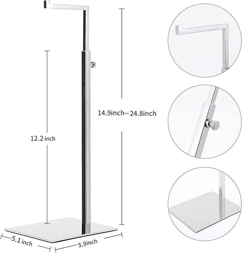 2 Pack Handbag Display Stands, Silver Purse Holder Display Stands, Adjustable Height Stainless Steel Hanger Rack for Retail Closet Vendors Display Luxury Bag Handbags Jewelry