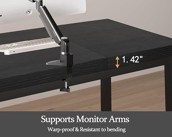 63 Inch Large Computer Desk, Gaming Long Desk with A Modern Design Wide Desk at Home, Perfect for Office Work, Studying, and Writing, Etc., Black.