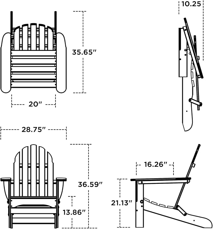 POLYWOOD AD5030LI Classic Folding Adirondack Chair, 29W x 35D x 34H, Lime