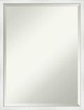 Amanti Art White Bathroom Mirror for Over Sink, 25x19 Breeze Distressed White Rectangle Vanity Mirror, Medium Country Rustic Wood Frame, Hangs Horizonally and Vertically, Bathroom Wall Decor, Beveled