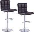 Roundhill Furniture 2 Swivel Elegant PU Leather Modern Adjustable Hydraulic Barstools, Brown