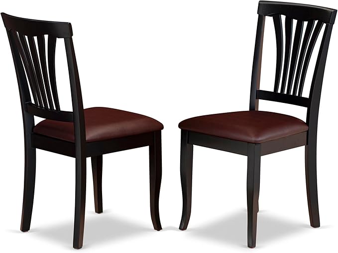 East West Furniture PLAV7-BCH-LC 7 Piece Dining Table Set Consist of an Oval Dinner Table with Butterfly Leaf and 6 Faux Leather Dining Room Chairs, 42x78 Inch, Black & Cherry