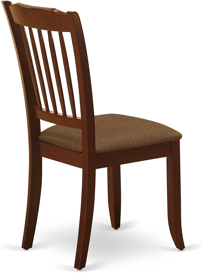 East West Furniture AMDA3-MAH-C 3 Piece Kitchen Table & Chairs Set Contains a Round Dining Room Table with Pedestal and 2 Linen Fabric Upholstered Chairs, 36x36 Inch, Mahogany