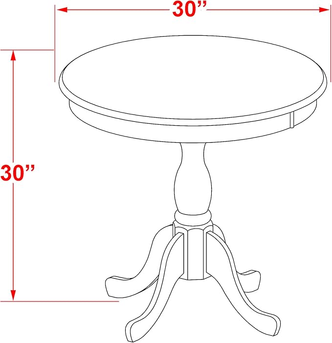 East West Furniture ESLA3-BCH-47 3 Piece Modern Dining Table Set Contains a Round Wooden Table with Pedestal and 2 Light Sable Linen Fabric Upholstered Chairs, 30x30 Inch, Black & Cherry