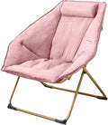 Hexagon Foldable Living Room Chair, Saucer Chair for Adults, Comfy Bedroom Lounge Chair, Moon Chair, Lazy Folding Chair for Dorm Rooms(Chair-Pink)